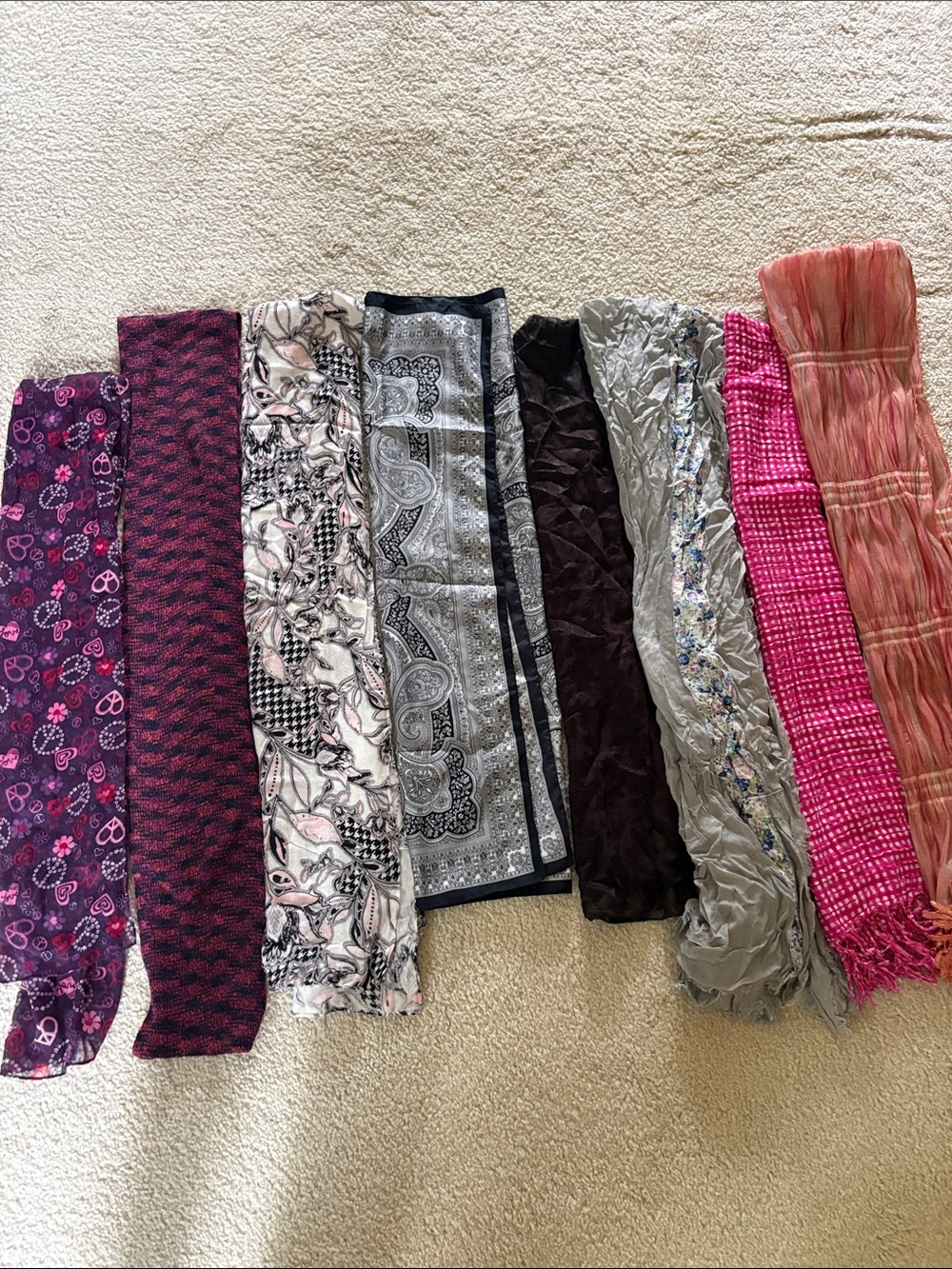 Scarves scarf lot of 8 colorful